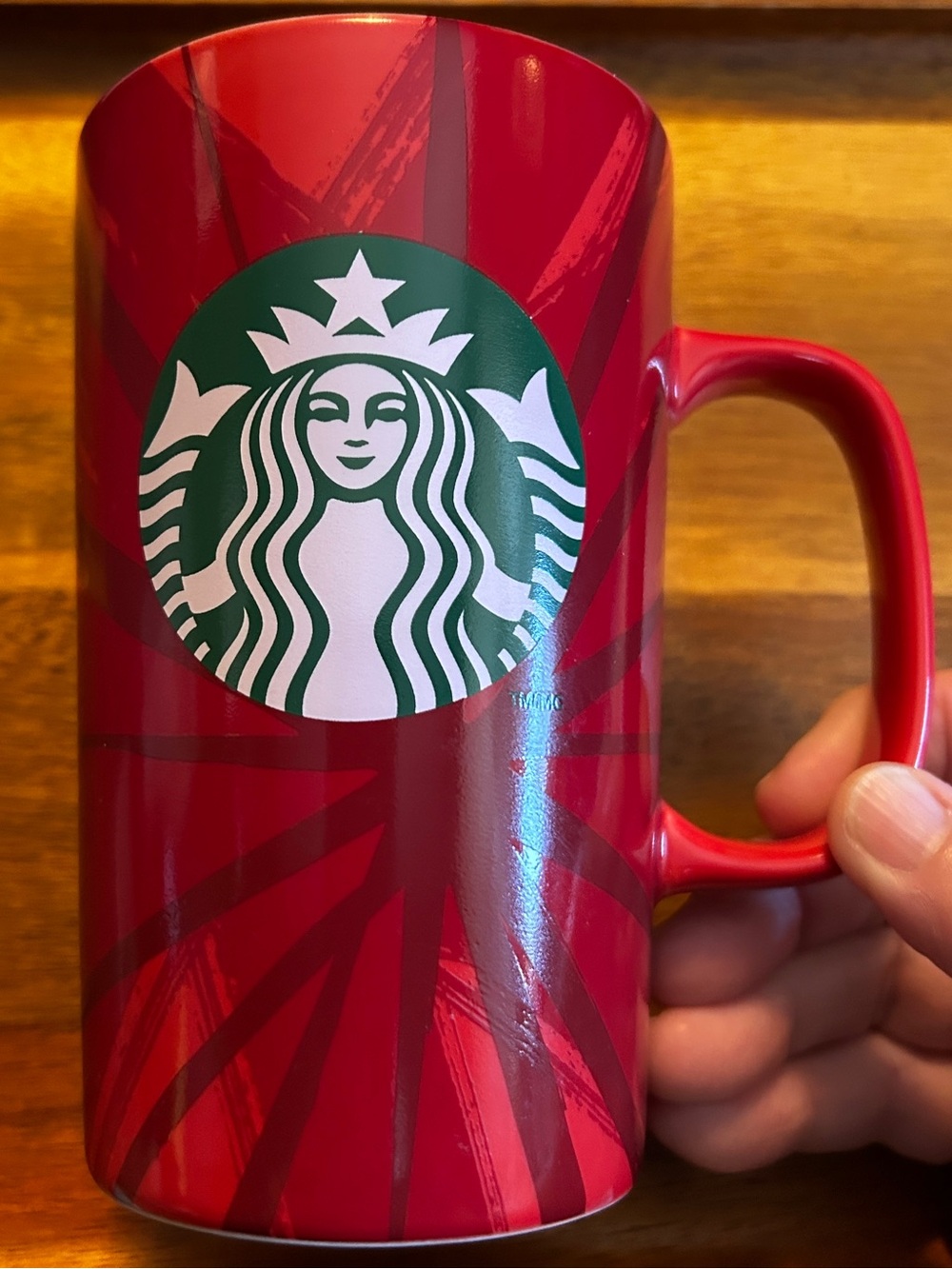 Starbucks Red Ceramic Mug with Green Siren Logo